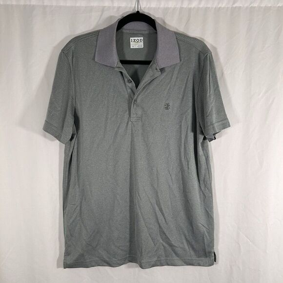 IZOD Golf Polo Shirt Men's Medium Solid Grey Short Sleeve Collared - Picture 1 of 9